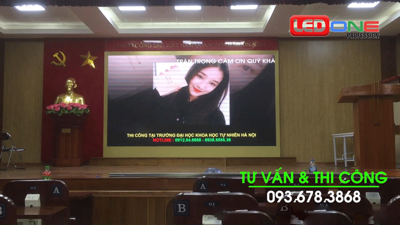 Thi công màn hình LED P2.5 trong nhà tại Đại học Khoa học Tự nhiên